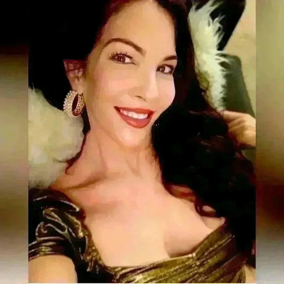 Bronze Metallic peasant blouse - Picture 1 of 4